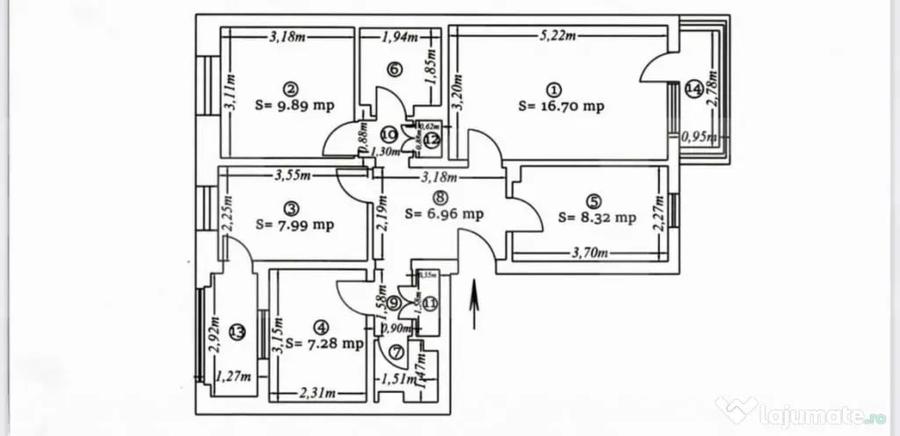 Apartament cu 4 camere decomandat, mobilat în Central