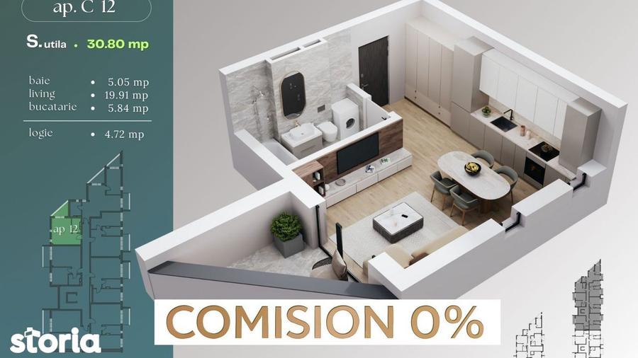 Comision 0% Apartament 1 camera Dumbravita 30,8 mp utili - 2