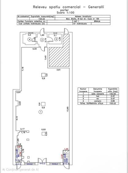 Spațiu comercial, de 607 mp, în Central