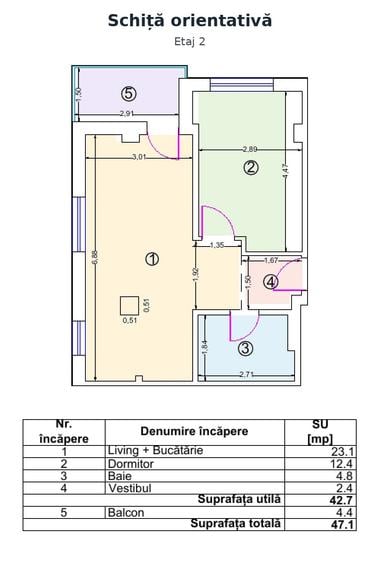 Apartament cu 2 camere în Otopeni