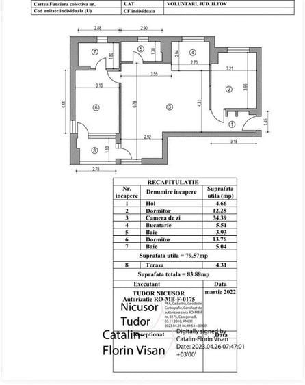 Apartament cu 3 camere semidecomandat, mobilat în Pipera