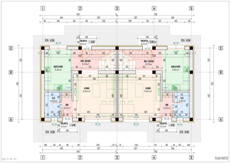 Duplex cu 3 camere cu Canalizare în Central