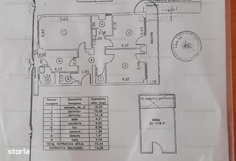 Apartament cu 3 camere decomandat în Central