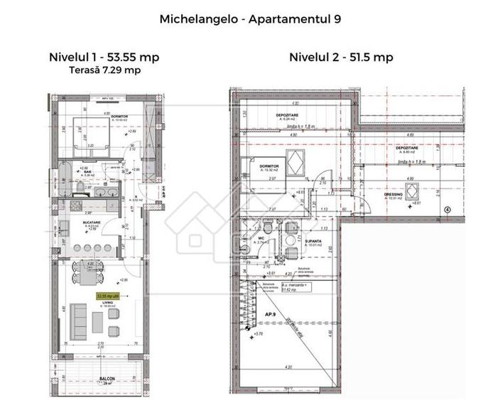 Penthouse cu 4 camere semidecomandat în Exterior Vest