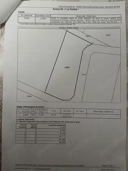 Teren de 1206 mp, în Muntenii de Sus