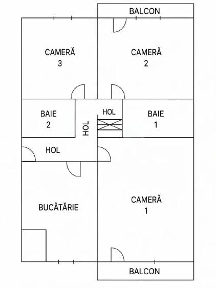 Apartament cu 3 camere decomandat în Central