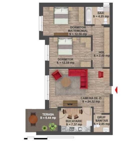 Apartament cu 3 camere semidecomandat în Băneasa