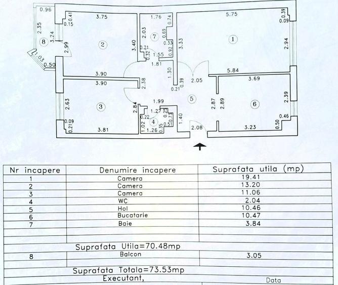 Apartament cu 3 camere decomandat în Faleza Nord