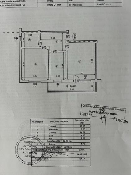 Apartament cu 2 camere decomandat în Central
