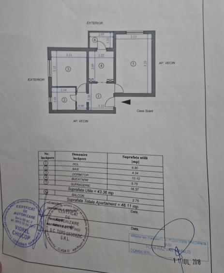 Apartament cu 2 camere decomandat în Galata
