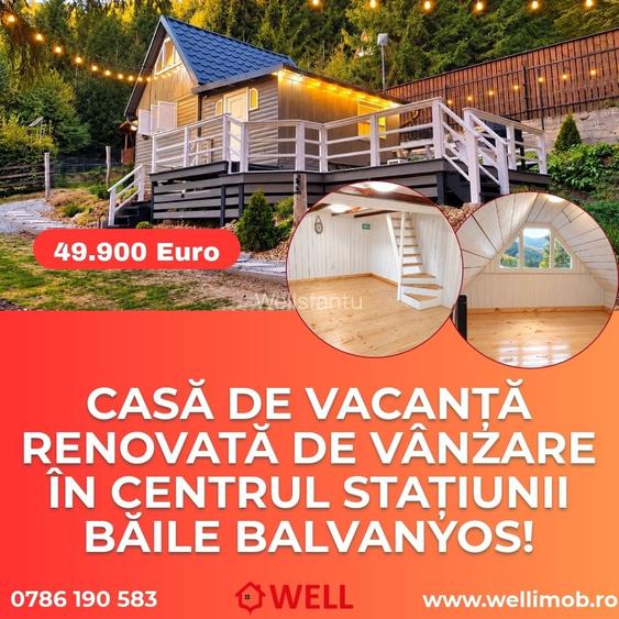 Casă de vacanță renovată de vânzare în centrul stațiunii Băile Balvanyos!