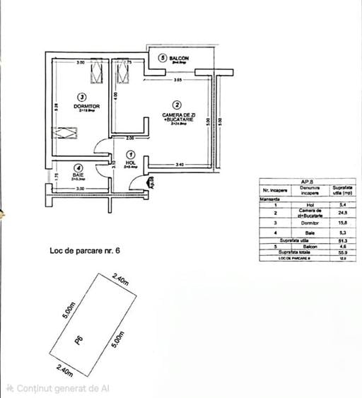 Apartament cu 2 camere semidecomandat, mobilat în Dumbrăvița
