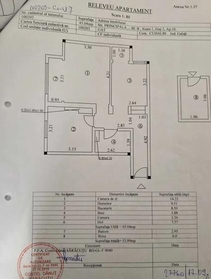 Apartament cu 2 camere decomandat în Cudalbi