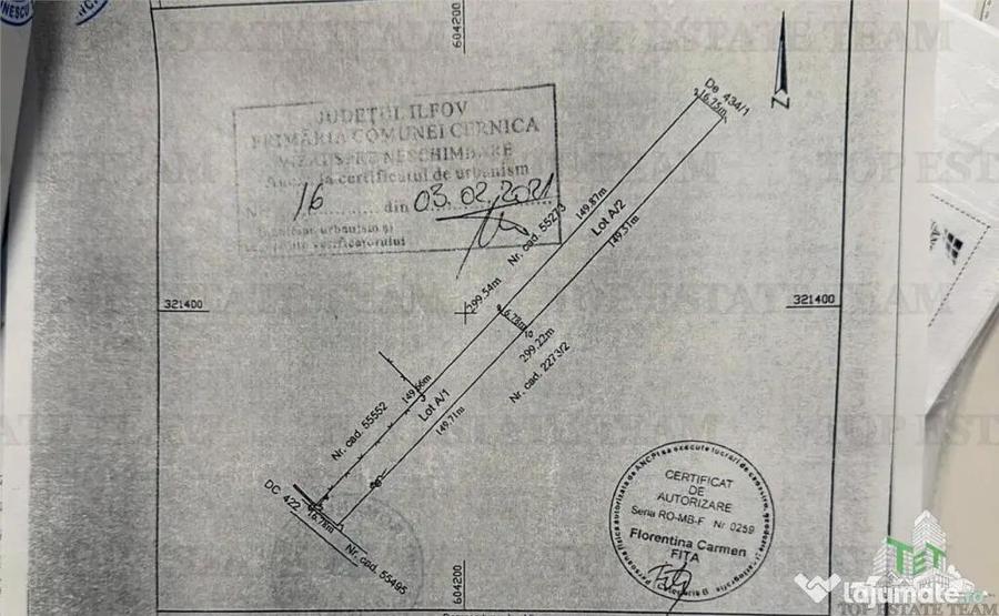Teren de 2500 mp, în Bălăceanca