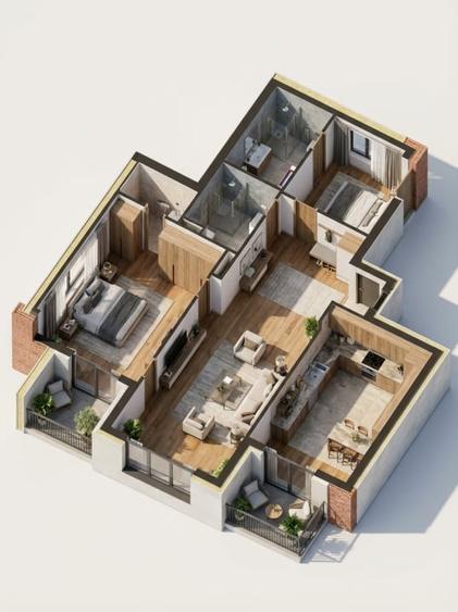 Apartament 3 camere, 82,3mp | Zona Vivo | Floresti | - 2