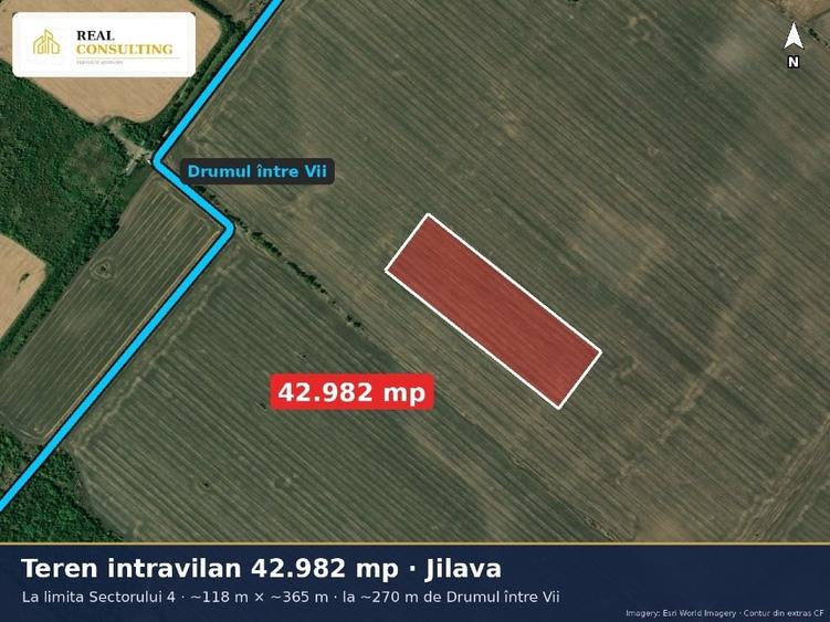 Teren Construcții intravilan de 42982 mp, în Jilava