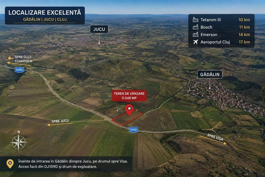 Teren agricol extravilan de 5548 mp, în Gădălin