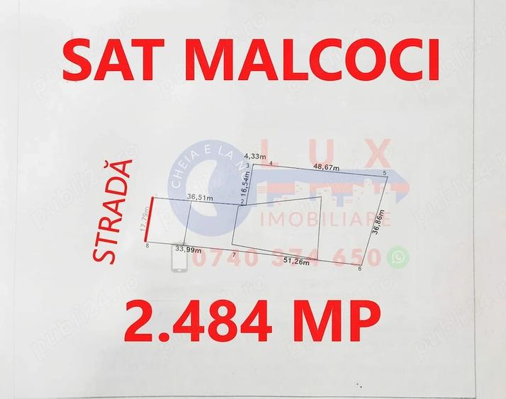 Teren de 2484 mp, în Malcoci