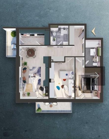 Apartament cu 3 camere semidecomandat în Mărăști