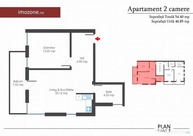 Apartament 2 camere, bloc nou, finisat la cheie, centrala... - 6