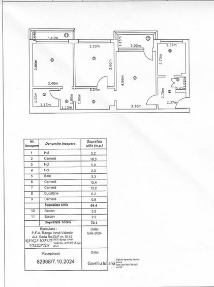Apartament cu 3 camere în Micro 16