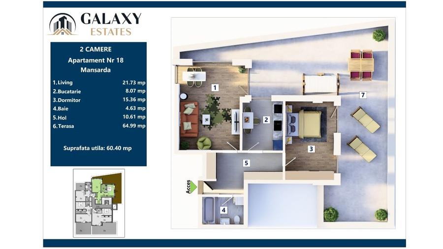 Apartament cu 2 camere decomandat în Tractorul