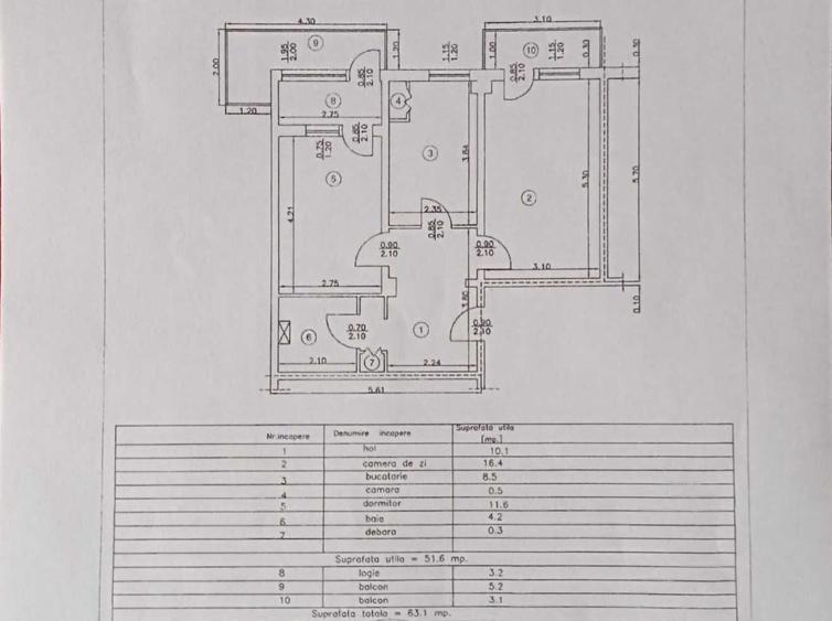 Apartament cu 2 camere decomandat în Sud
