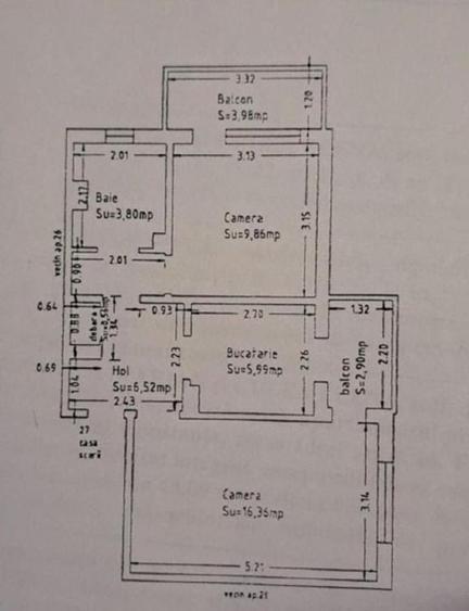 Apartament cu 2 camere decomandat, mobilat în Poarta 6