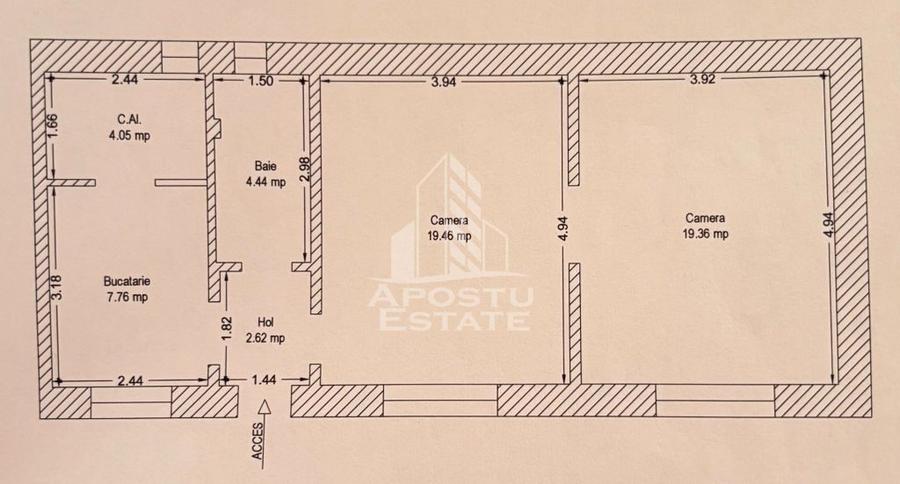 Apartament cu 2 camere nedecomandat, mobilat în Gării