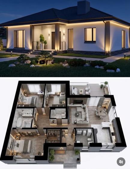 Casă cu 3 camere în Noua