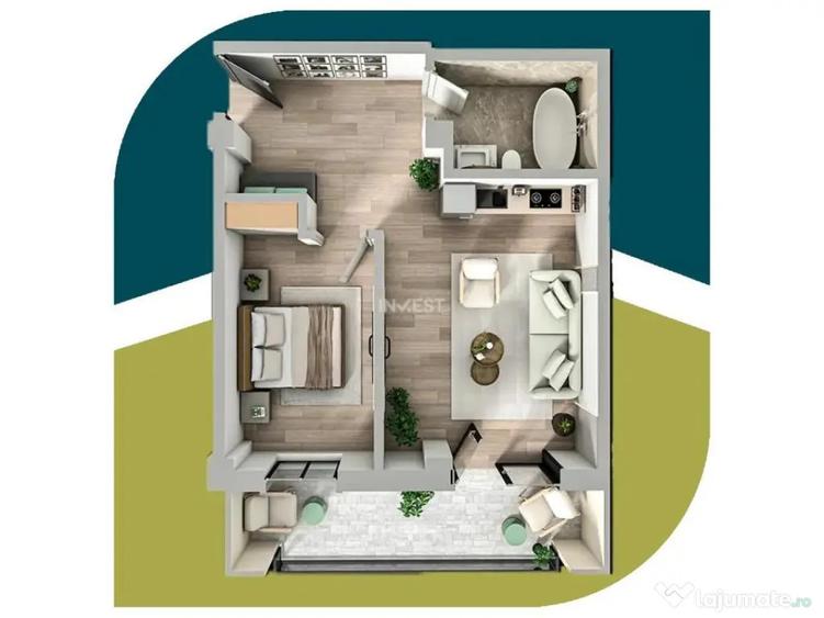 APARTAMENT CU 2 CAMERE, ETAJ 1, 50 MP IASI - 1