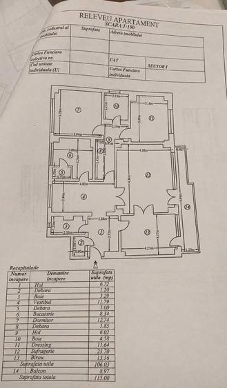 Apartament cu 4 camere decomandat în Arcul de Triumf