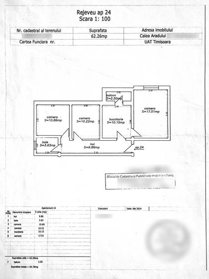 Apartament cu 3 camere decomandat în Aradului