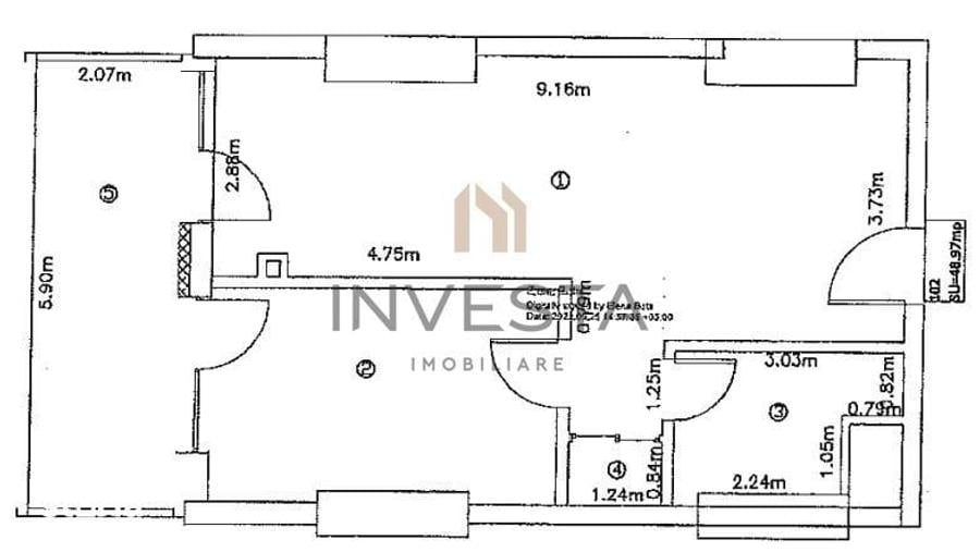 Apartament cu 2 camere semidecomandat în Gruia