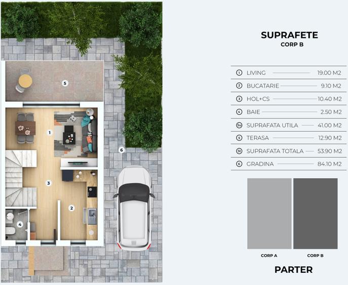 Duplex cu 4 camere cu Canalizare în Otopeni