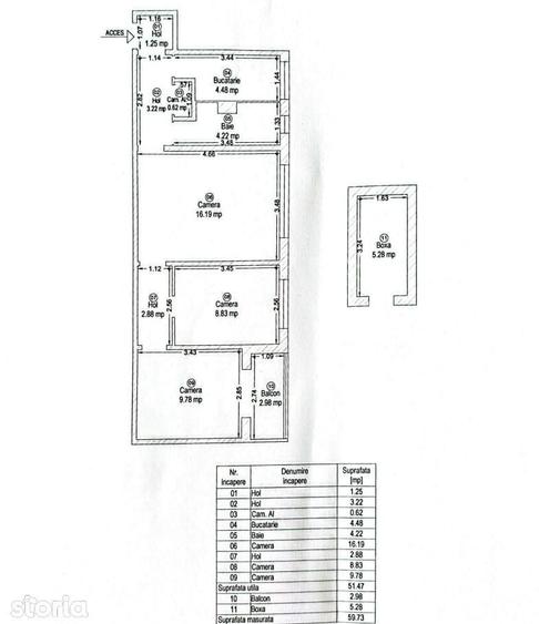 Apartament cu 3 camere în Dacia