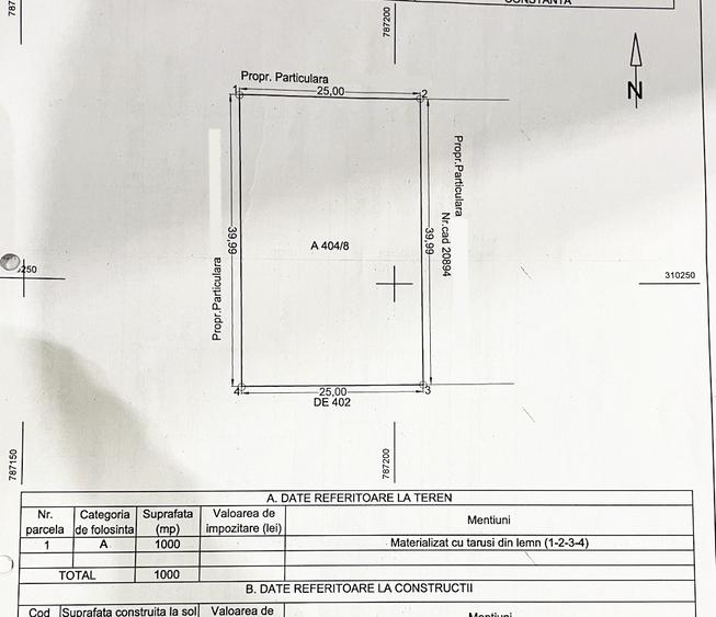 Teren Construcții intravilan de 1000 mp, în Palazu Mare