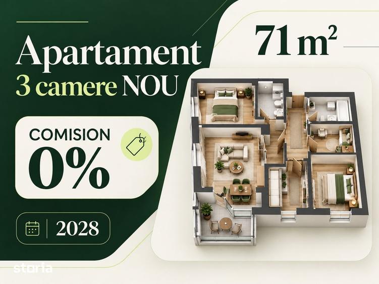 Apartament cu 3 camere în Sânpetru