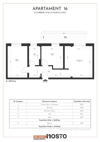 Apartament cu 2 camere decomandat în Est