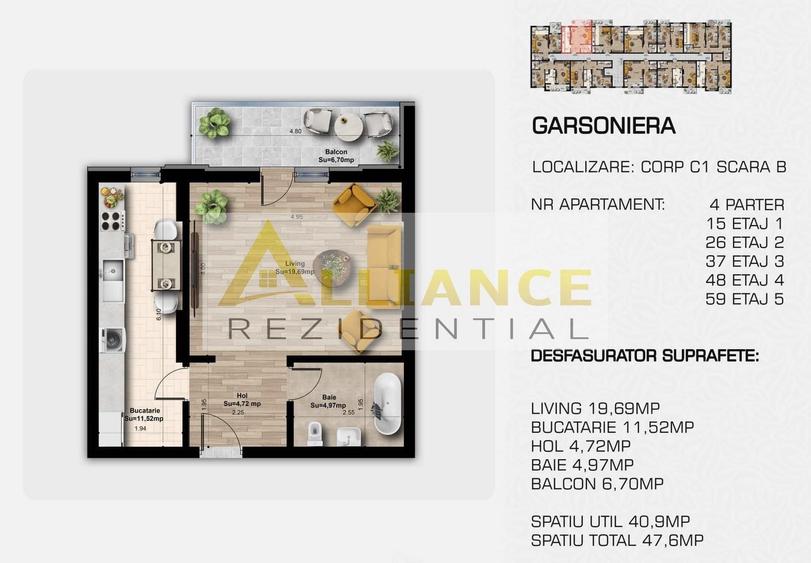 Apartament cu 2 camere decomandat în Central