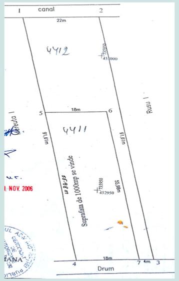Teren Construcții extravilan de 1000 mp, în Vânători