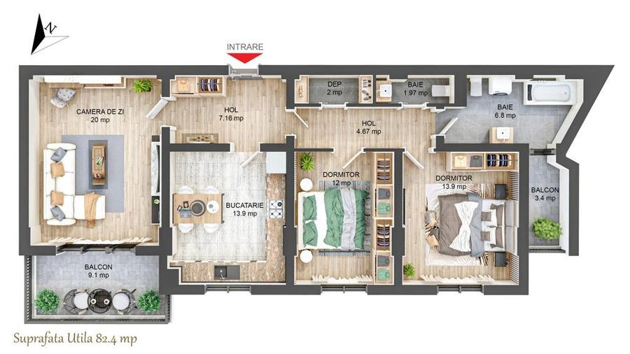 Apartament cu 3 camere în Hipodrom 4