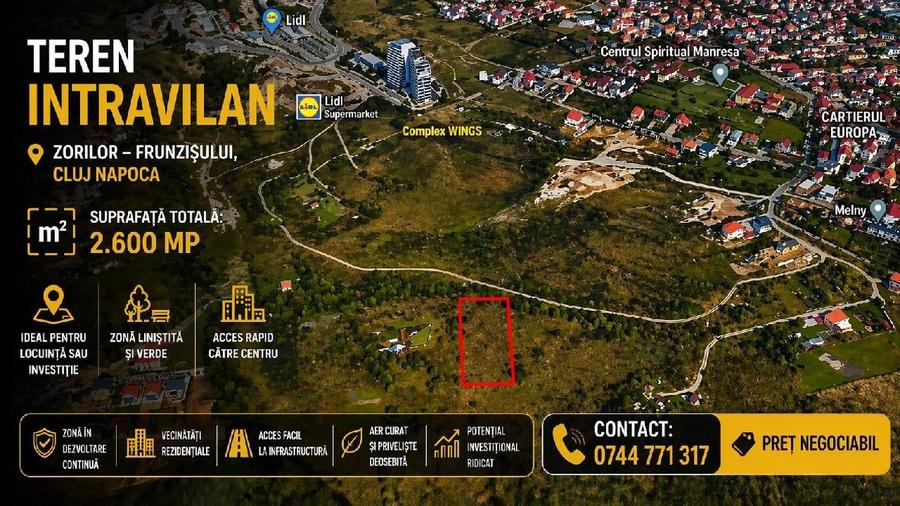 Zorilor - Frunzisului, Teren intravilan in suprafata de 2.600 mp, Cluj Napo - 1