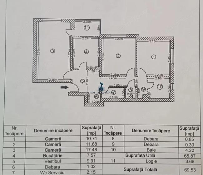Apartament cu 3 camere decomandat în Berceni
