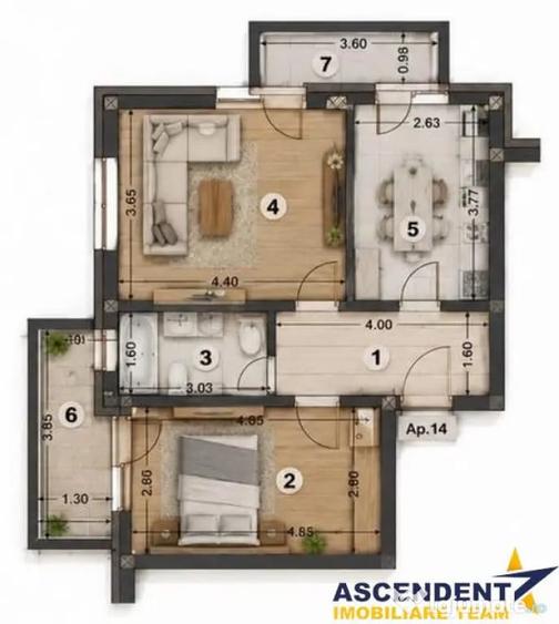 Apartament cu 2 camere decomandat în Sânpetru