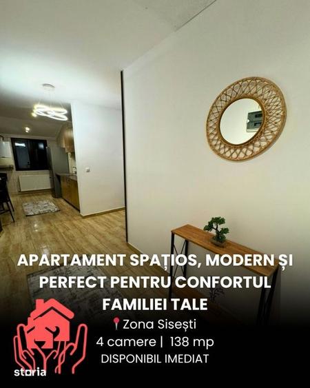Apartament cu 4 camere, mobilat în Sisești