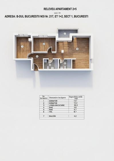 Apartament cu 3 camere decomandat în Bucureștii Noi