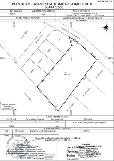 Lot Teren Intravilan 1443 mp. Domne?ti-ilfov - 1