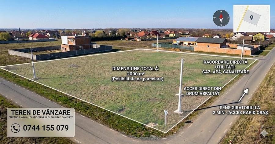 Teren de 2000 mp, în Fântânele