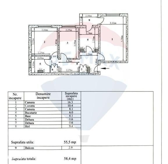 Apartament cu 3 camere decomandat în Micro 17